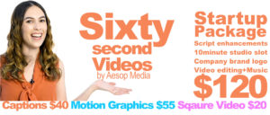 sixty second video pricing cost